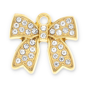 Anh&auml;nger aus Stainless Steel - Rostfreiem Stahl Bow with Strass Gold-transparent