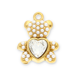 Anh&auml;nger aus Stainless Steel - Rostfreiem Stahl Bear with Facet Gold-transparent-white