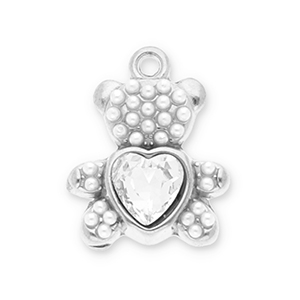Anh&auml;nger aus Stainless Steel - Rostfreiem Stahl Bear with Facet Silver-transparent-white