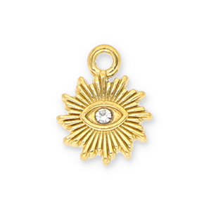 Anh&auml;nger aus Stainless Steel - Rostfreiem Stahl Sun Eye of Providence with Strass Gold-transparent