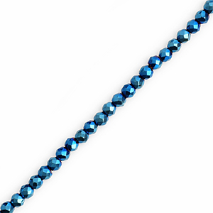Facetten Top Glas Perlen Round 3mm Metallic teal blue