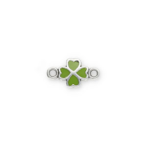 Anh&auml;nger Metall DQ Connector Clover Antik silber-green (Nickelfrei)