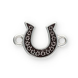 Anh&auml;nger Metall DQ Connector Horseshoe Antik silber-dark brown (Nickelfrei)