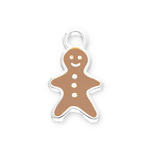 Anh&auml;nger Metall DQ Gingerbread Man Antik silber-brown (Nickelfrei)
