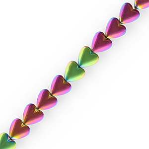 Perlen aus H&auml;matit Heart Purple-green-AB coating