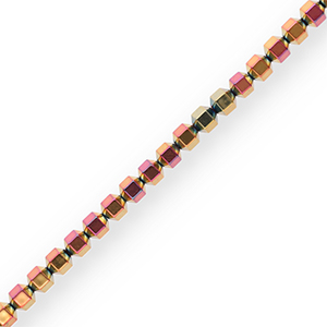 Perlen aus H&auml;matit Hexagon Pink-yellow-AB coating