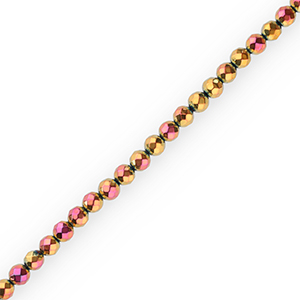 Perlen aus H&auml;matit Round 6mm Facett Geschliffen Pink-yellow-AB coating