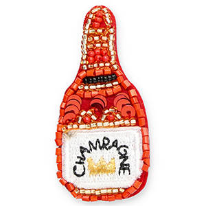 Broschen Bottle champagne Red-white-gold