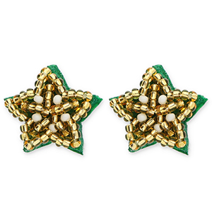 Musthave Ohrringe / Ohrstecker Star Gold-white-green