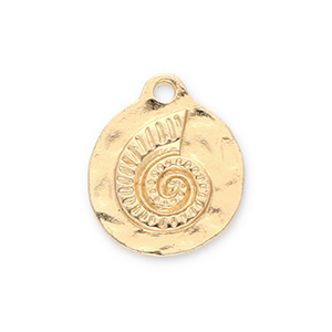 Anh&auml;nger Metall Round with Sea Shell Gold