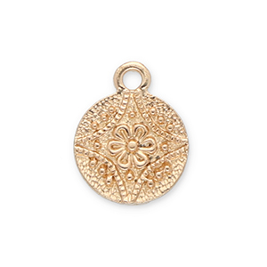 Anh&auml;nger Metall Round with Flower Gold