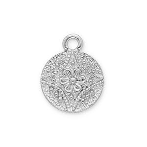 Anh&auml;nger Metall Round with Flower Silver