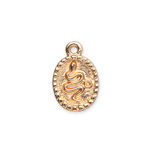 Anh&auml;nger Metall Oval with Snake Gold