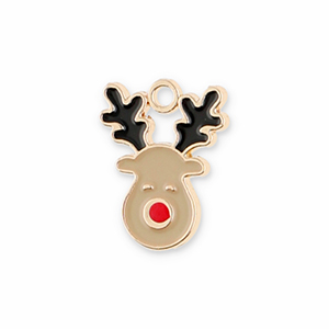 Anh&auml;nger Metall Reindeer Gold-light brown-black-red