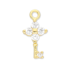 TQ Metall Brass Anh&auml;nger Key Gold-transparent
