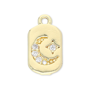 TQ Metall Brass Anh&auml;nger Moon and Star Gold-transparent