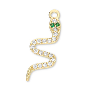 TQ Metall Brass Anh&auml;nger Snake Gold-transparent