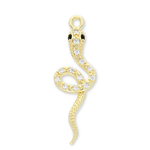 TQ Metall Brass Anh&auml;nger Snake Gold-transparent