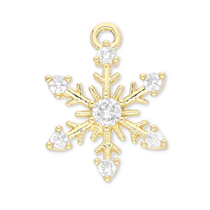 TQ Metall Brass Anh&auml;nger Snowflake Gold-transparent