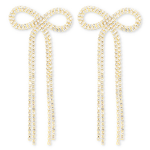 TQ Metall Brass Ohrringe / Ohrstecker mit Strass Bow Gold-crystal