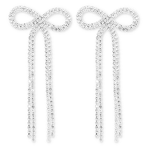 TQ Metall Brass Ohrringe / Ohrstecker mit Strass Bow Silver-crystal