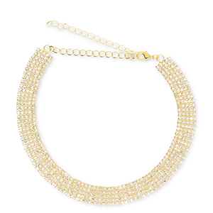 TQ Metall Brass Choker mit Strass Gold-crystal