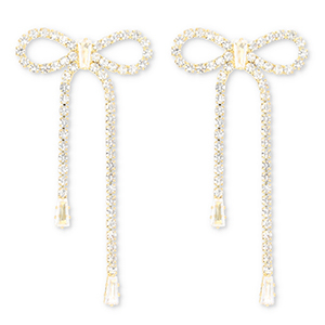 Eco-brass&reg; nachhaltiges Messing Ohrringe / Ohrstecker mit Strass Bow Gold-crystal