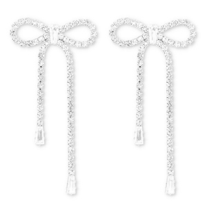 Eco-brass&reg; nachhaltiges Messing Ohrringe / Ohrstecker mit Strass Bow Silver-crystal