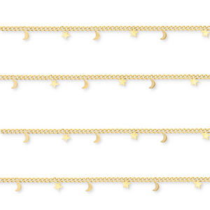 Zubeh&ouml;r aus Stainless Steel - Rostfreiem Stahl Gliederkette with Moon and Star Gold