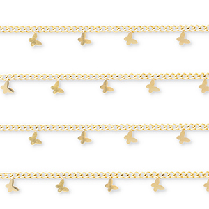 Zubeh&ouml;r aus Stainless Steel - Rostfreiem Stahl Gliederkette with Butterflies Gold