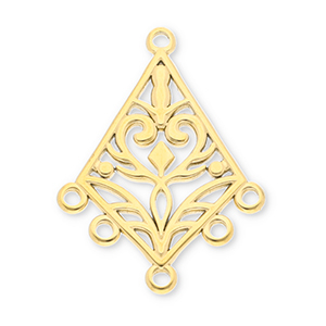 Zubeh&ouml;r aus Stainless Steel - Rostfreiem Stahl Anh&auml;nger Barock Rhombus with 5 Loops Gold