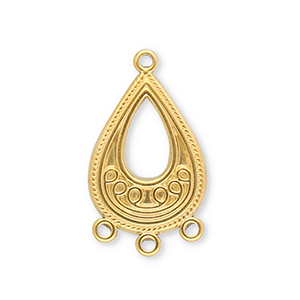 Zubeh&ouml;r aus Stainless Steel - Rostfreiem Stahl Anh&auml;nger Drop with 3 Loops Gold