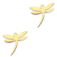 Anh&auml;nger aus Stainless Steel - Rostfreiem Stahl Libelle Gold