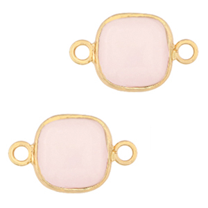 Naturstein Anh&auml;nger Rosenquartz Zwischenst&uuml;ck 12x12mm Pink-gold