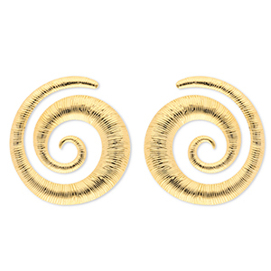 Stainless Steel - Rostfrei Stahl Ohrringe / Ohrstecker Spiral Gold