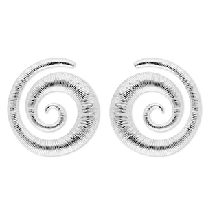 Stainless Steel - Rostfrei Stahl Ohrringe / Ohrstecker Spiral Silver