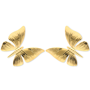 Stainless Steel - Rostfrei Stahl Ohrringe / Ohrstecker Butterfly Gold