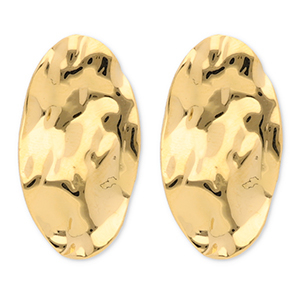 Stainless Steel - Rostfrei Stahl Ohrringe / Ohrstecker Oval Gold