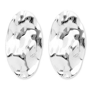 Stainless Steel - Rostfrei Stahl Ohrringe / Ohrstecker Oval Silver