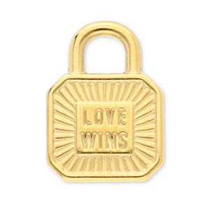 Anh&auml;nger aus Stainless Steel - Rostfreiem Stahl Clasp "love wins" Gold