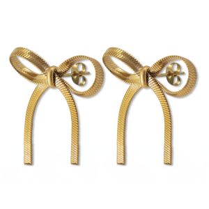 Stainless Steel - Rostfrei Stahl Ohrringe / Ohrstecker Bow Gold