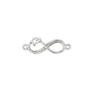Anh&auml;nger Metall DQ Zwischenst&uuml;ck Infinity with Heart Antik silber (Nickelfrei)