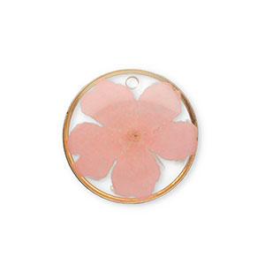 Getrocknete Blumen Anh&auml;nger Gold-light pink
