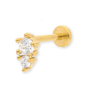 Stainless Steel - Rostfrei Stahl Ohrpiercing with Strass Gold-crystal