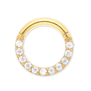 Stainless Steel - Rostfrei Stahl Ohrpiercing Clicker ring with Strass Gold-crystal