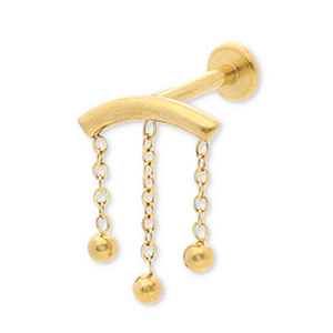 Stainless Steel - Rostfrei Stahl Ohrpiercing Arch with Spheres Gold
