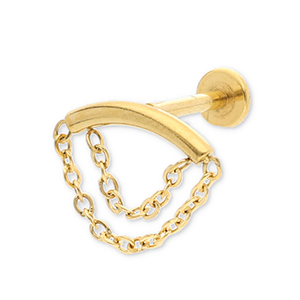 Stainless Steel - Rostfrei Stahl Ohrpiercing Arch with 2-layer Chain Gold