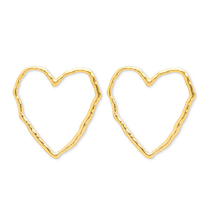 Stainless Steel - Rostfrei Stahl Ohrringe / Ohrstecker Heart Gold