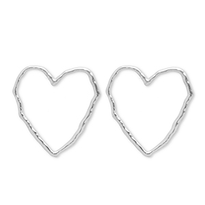 Stainless Steel - Rostfrei Stahl Ohrringe / Ohrstecker Heart Silver