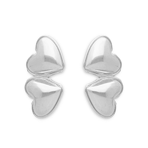 Stainless Steel - Rostfrei Stahl Ohrringe / Ohrstecker Hearts Silver